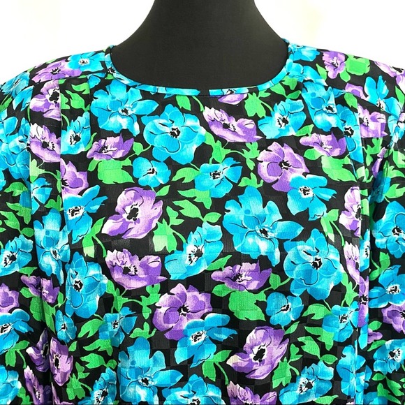 Argenti Boutique Blue + Purple Floral Blouse - Picture 2 of 9